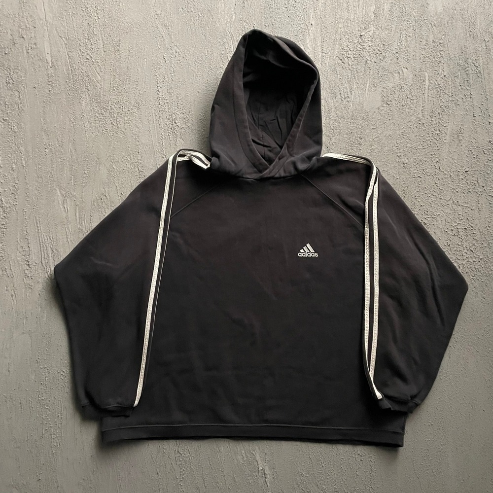 Vintage Adidas Raglan Hoodie Mens Large Black 90s